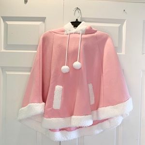 Pink kawaii Pom Pom cloak/cape coat